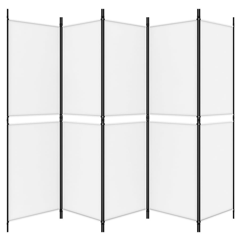5-Panel Room Divider White 250x180 cm Fabric